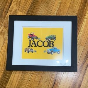 Framed Vehicle Art with Name 'Jacob'